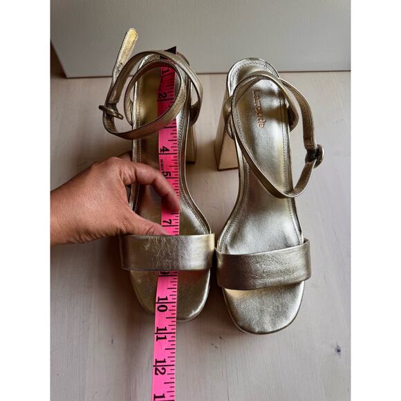 LARROUDE Dolly Sandal In Gold Metallic Leather size 10 - Picture 7 of 12